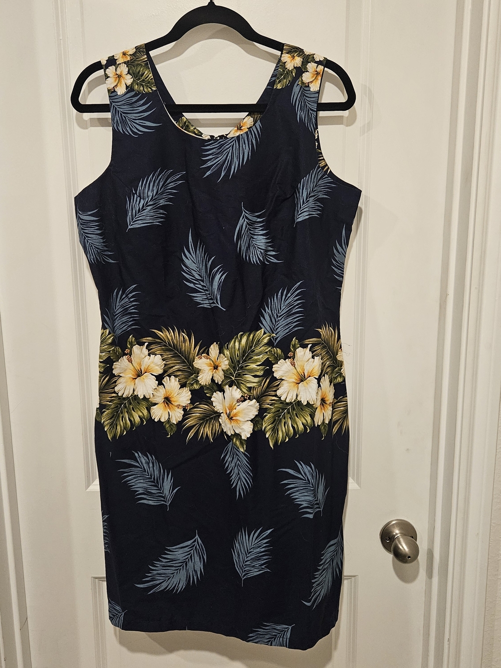 Ky's Hawaiian Made navy blue floral hibiscus Cotton Dress Size XL